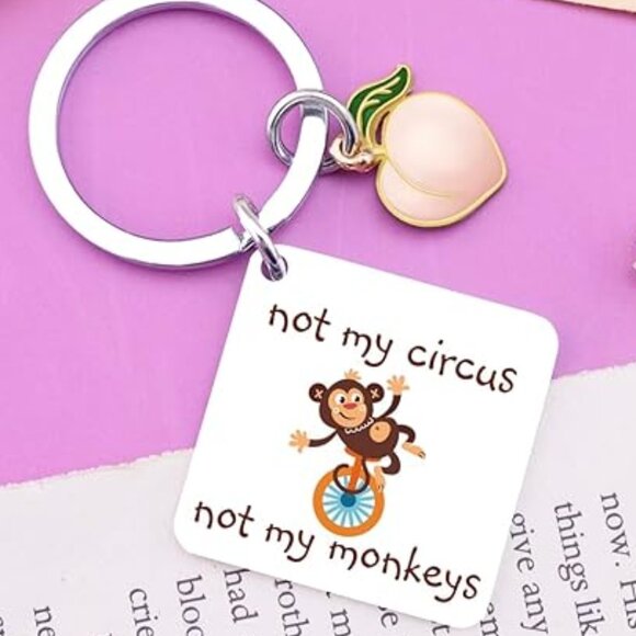 Monkey Keychain - Not My Circus Not My Monkeys Bag Charm - Picture 2 of 4